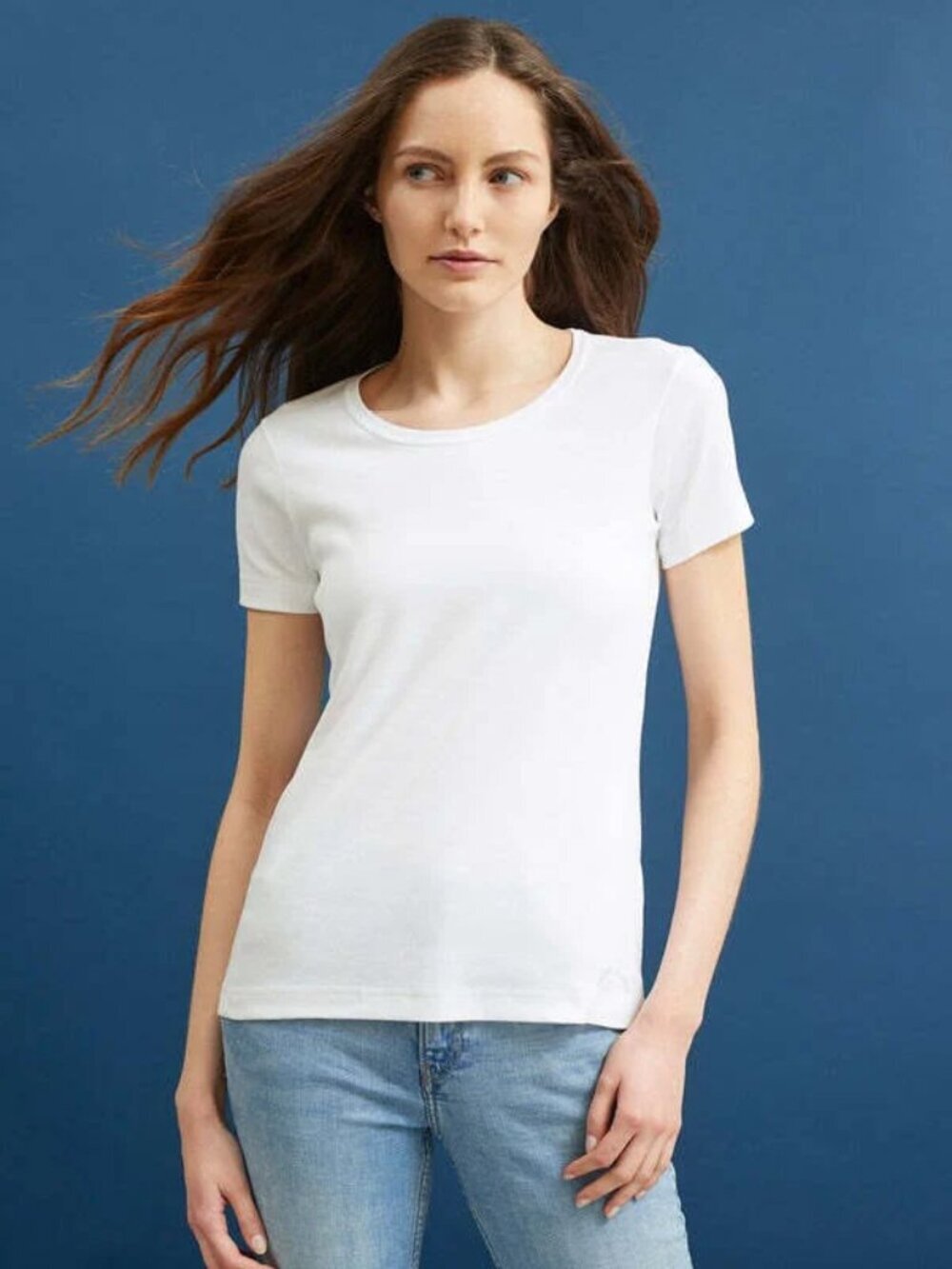 Saint James | Short Sleeve Crew Neck T-Shirt White Cotton Tee, Size 16